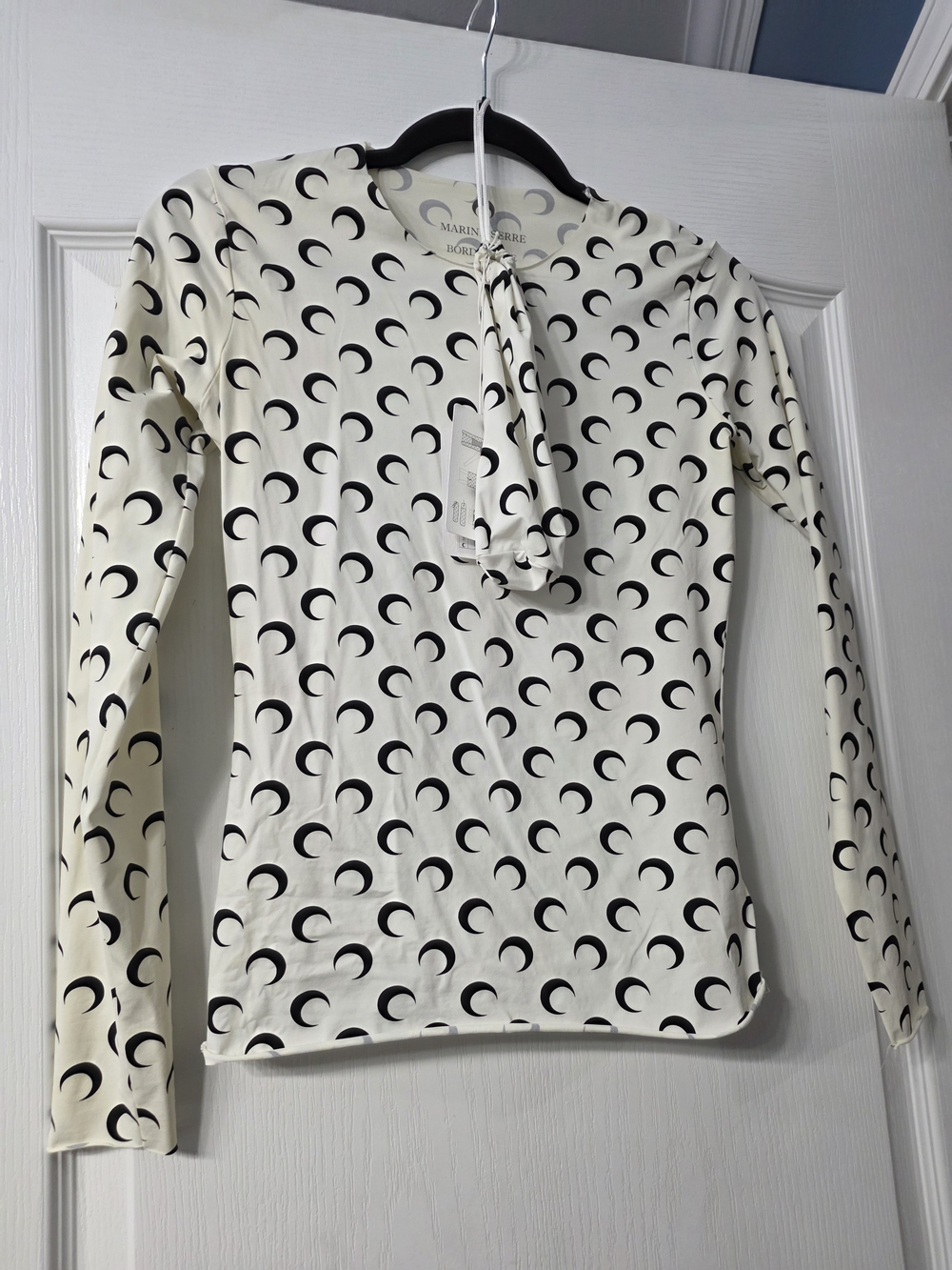 MARINE SERRE Women's Crescent-Print Long Sleeve Top in Cream
